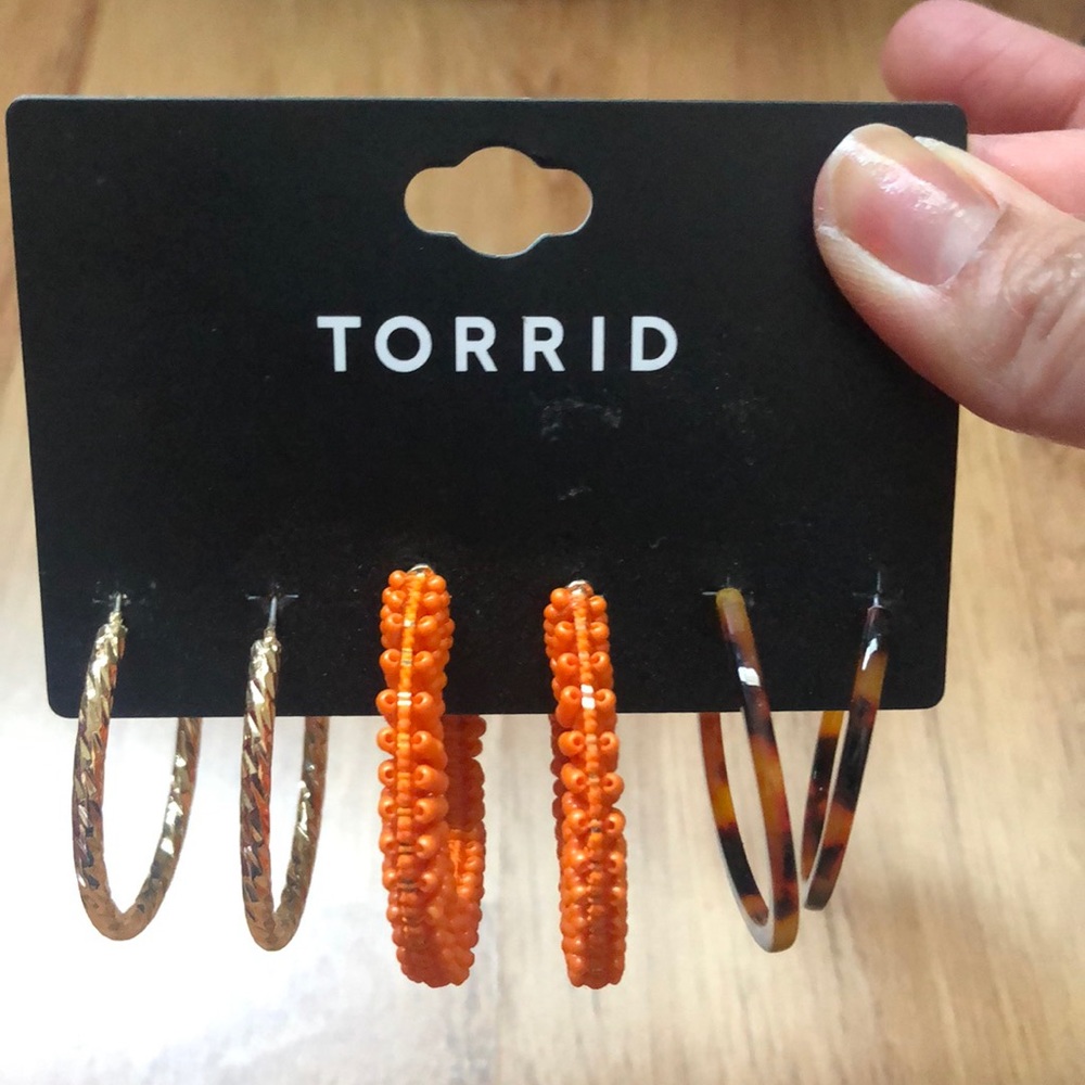 Torrid brand mixed hoop earrings trio